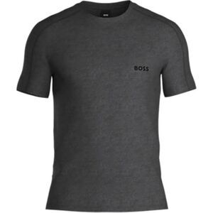HUGO BOSS Shirt Mens Medium Gray Pullover Crew Wool Lyocell Blend Logo T-Shirt